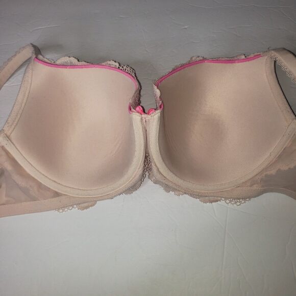 VICTORIAS SECRET Body By Victoria Lined Demi Pink Nude Underwire Lace Bra 36DD - Picture 3 of 8